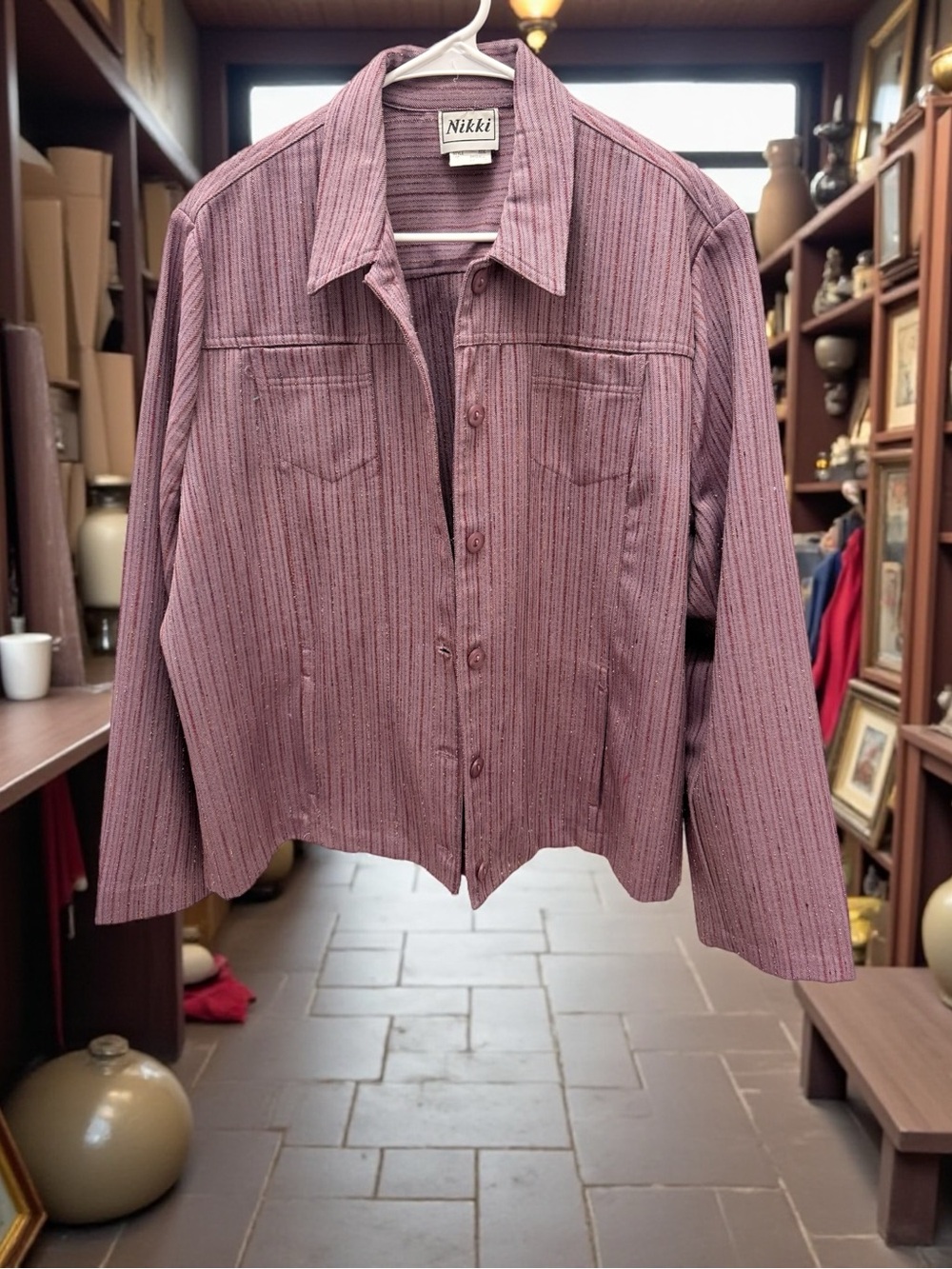 Nikki Women's Vintage Blazer Jacket in Dusty Rose